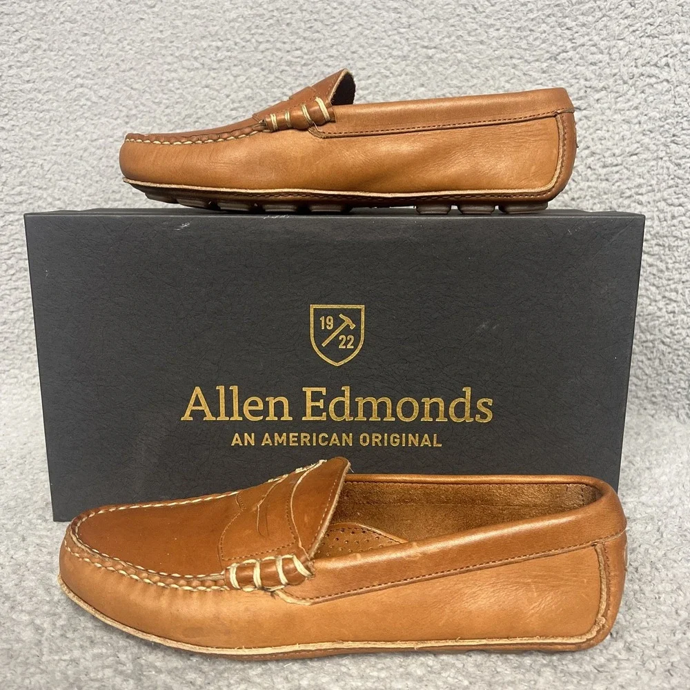 Allen Edmonds Daytona Men's Sz 9 Tan Leather Hand Sewn Driving Moc/Loafer 50430